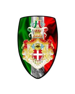 Italy Shield, Travel, Custom Metal Shape, 7 X 10 Inches