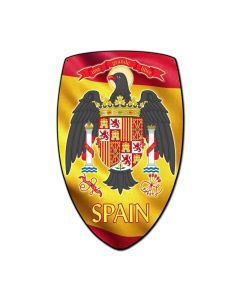 Spain Shield, Travel, Custom Metal Shape, 21 X 32 Inches