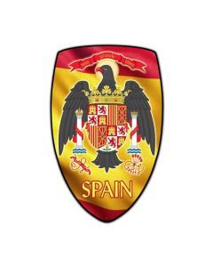 Spain Shield, Travel, Custom Metal Shape, 15 X 24 Inches