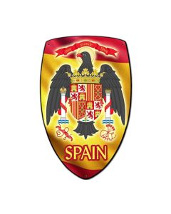 Spain Shield, Travel, Custom Metal Shape, 7 X 10 Inches