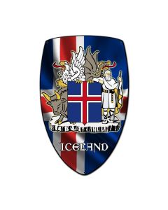 Iceland Shield, Travel, Custom Metal Shape, 21 X 32 Inches