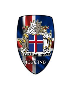 Iceland Shield, Travel, Custom Metal Shape, 15 X 24 Inches