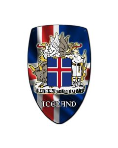 Iceland Shield, Travel, Custom Metal Shape, 7 X 10 Inches