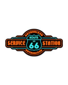 Route 66 Service, Automotive, Custom Metal Shape, 36 X 17 Inches