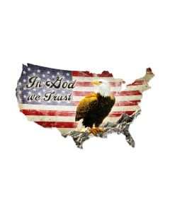 In God We Trust USA, Patriotic, Custom Metal Shape, 50 X 32 Inches