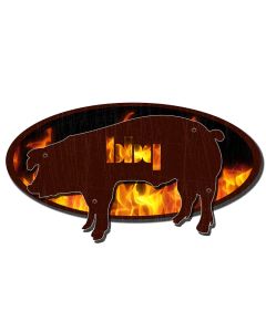 BBQ PIG, 3D Metal Art, PLASMA, 24 X 16 Inches