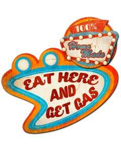 EAT HERE GET GAS, 3D Metal Art, 3D PLASMA PERSONALIZED, 30 X 27 Inches