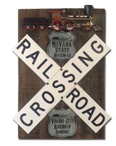 Train Crossroad Railway Set Plasma Shape On Wood, Transportation, PLASMA , 18 X 26 Inches