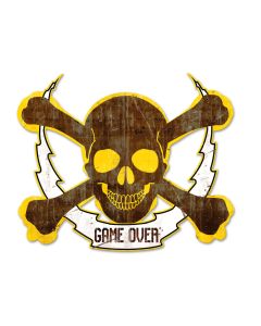 Skull Bolt Game Over, Man Cave, Plasma, 19 X 16 Inches
