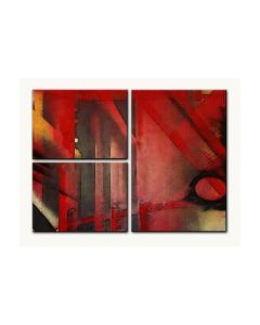 Abstract Red Art, Home and Garden, Triptych, 34 X 24 Inches
