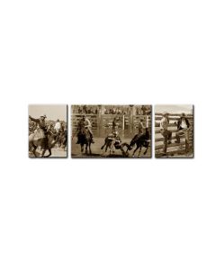 Rodeo Cowboys, Home and Garden, Triptych, 34 X 24 Inches