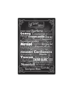 Wine Types, Food and Drink, Custom Metal Shape, 16 X 24 Inches