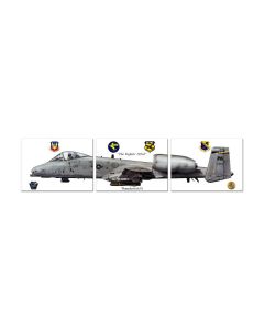 F Thunderbolt II Triptych, Aviation, Custom Metal Shape, 48 X 12 Inches