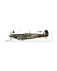 F Spitfire IIA Triptych, Aviation, Custom Metal Shape, 48 X 12 Inches