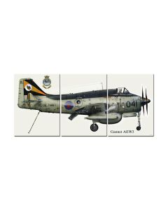 Gannet AEW3 Triptych, Military, Metal Sign, 48 X 12 Inches