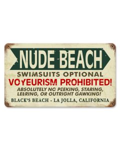 Black's Nude Beach, , Vintage Metal Sign, 14 X 8 Inches