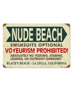 La Jolla Nude Beach, , Vintage Metal Sign, 18 X 12 Inches