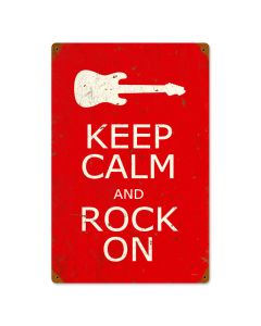 Keep Calm and Rock On, Humor, Vintage Metal Sign, 12 X 18 Inches