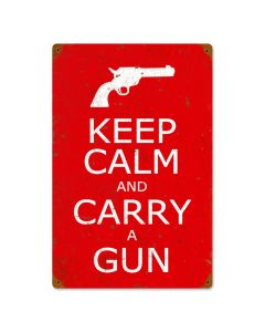 Keep Calm and Carry a Gun, Humor, Vintage Metal Sign, 12 X 18 Inches