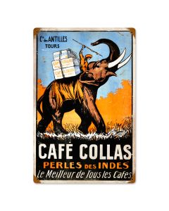 Cafe Collas, Home and Garden, Vintage Metal Sign, 12 X 18 Inches