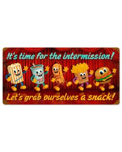 Intermission Snacks, Food and Drink, Vintage Metal Sign, 24 X 14 Inches