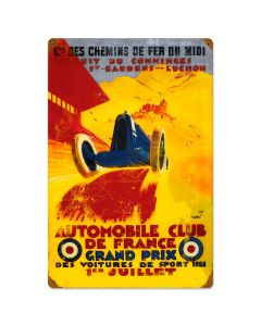 France Grand Prix, Automotive, Vintage Metal Sign, 16 X 24 Inches