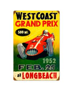 West Coast Grand Prix, Automotive, Vintage Metal Sign, 16 X 24 Inches