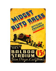 San Diego Midget Races, Automotive, Vintage Metal Sign, 16 X 24 Inches