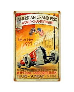 American Grand Prix, Automotive, Vintage Metal Sign, 16 X 24 Inches