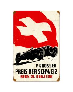 Swiss Car Race, Automotive, Vintage Metal Sign, 16 X 24 Inches