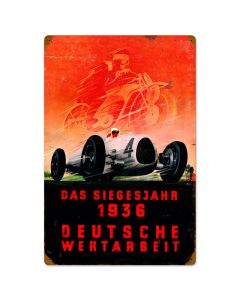 Deutsche Races, Automotive, Vintage Metal Sign, 16 X 24 Inches