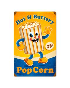 Popcorn Man, Food and Drink, Vintage Metal Sign, 12 X 18 Inches