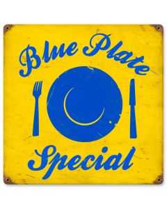 Blue Plate, Food and Drink, Vintage Metal Sign, 12 X 12 Inches