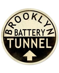 Brooklyn Tunnel, Street Signs, Round Metal Sign, 14 X 14 Inches