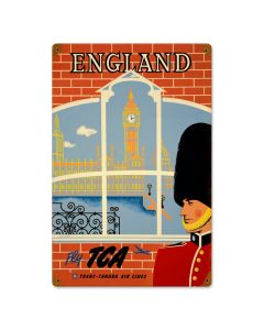 England Travel, Home and Garden, Vintage Metal Sign, 8 X 14 Inches