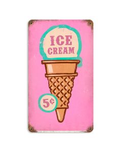 Ice Cream Cone, Food and Drink, Vintage Metal Sign, 8 X 14 Inches