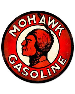 Mohawk Gasoline, Automotive, Round Metal Sign, 14 X 14 Inches
