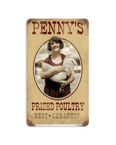 Penny's Pultry, Food and Drink, Vintage Metal Sign, 8 X 14 Inches