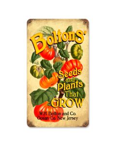 Bolton's Seeds, Food and Drink, Vintage Metal Sign, 8 X 14 Inches