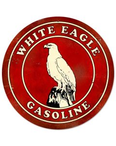 White Eagle Gasoline, Automotive, Round Metal Sign, 14 X 14 Inches