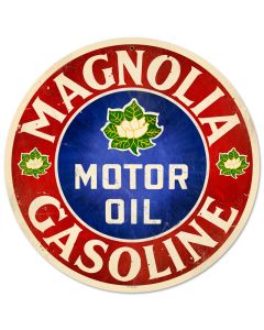 Magnolia Motor Oil, Automotive, Round Metal Sign, 14 X 14 Inches