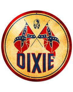 Dixie Gasoline, Automotive, Round Metal Sign, 14 X 14 Inches