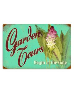 Garden Tours, Home and Garden, Vintage Metal Sign, 18 X 12 Inches