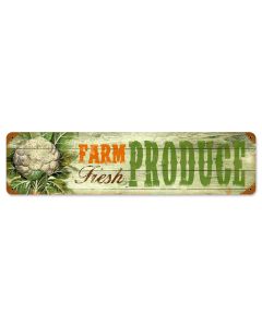 Fresh Produce, Home and Garden, Vintage Metal Sign, 20 X 5 Inches