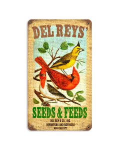 Del Rey's Seeds, Home and Garden, Vintage Metal Sign, 8 X 14 Inches