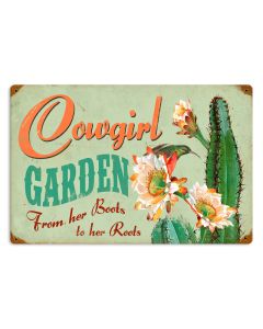 Cowgirl Garden, Home and Garden, Vintage Metal Sign, 18 X 12 Inches