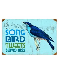 Bird Tweets, Home and Garden, Vintage Metal Sign, 18 X 12 Inches