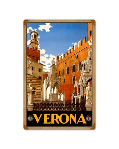 Verona Travel, Home and Garden, Vintage Metal Sign, 12 X 18 Inches