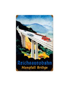 Mangfall Bridge, Automotive, Vintage Metal Sign, 16 X 24 Inches