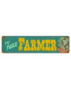 Faux Farmers, Home and Garden, Vintage Metal Sign, 20 X 5 Inches
